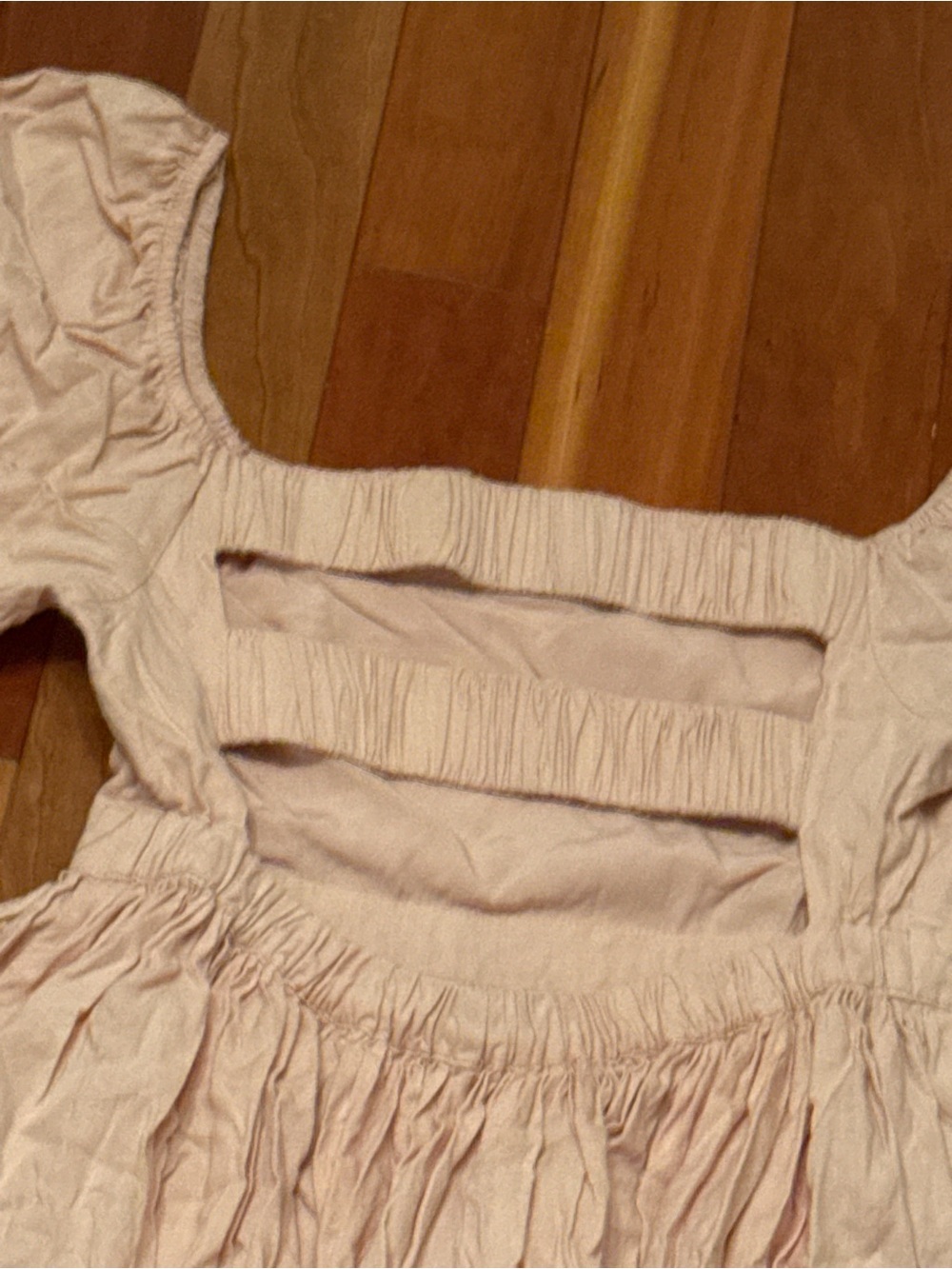 MABLE Puff Sleeve Square Neck Mini Dress in Blush - Picture 5 of 6